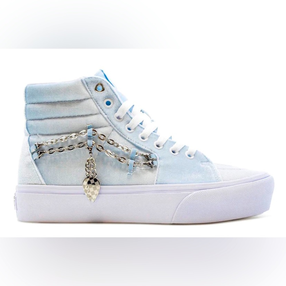 Vans SK-8 hi platform chain sneakers in light blue